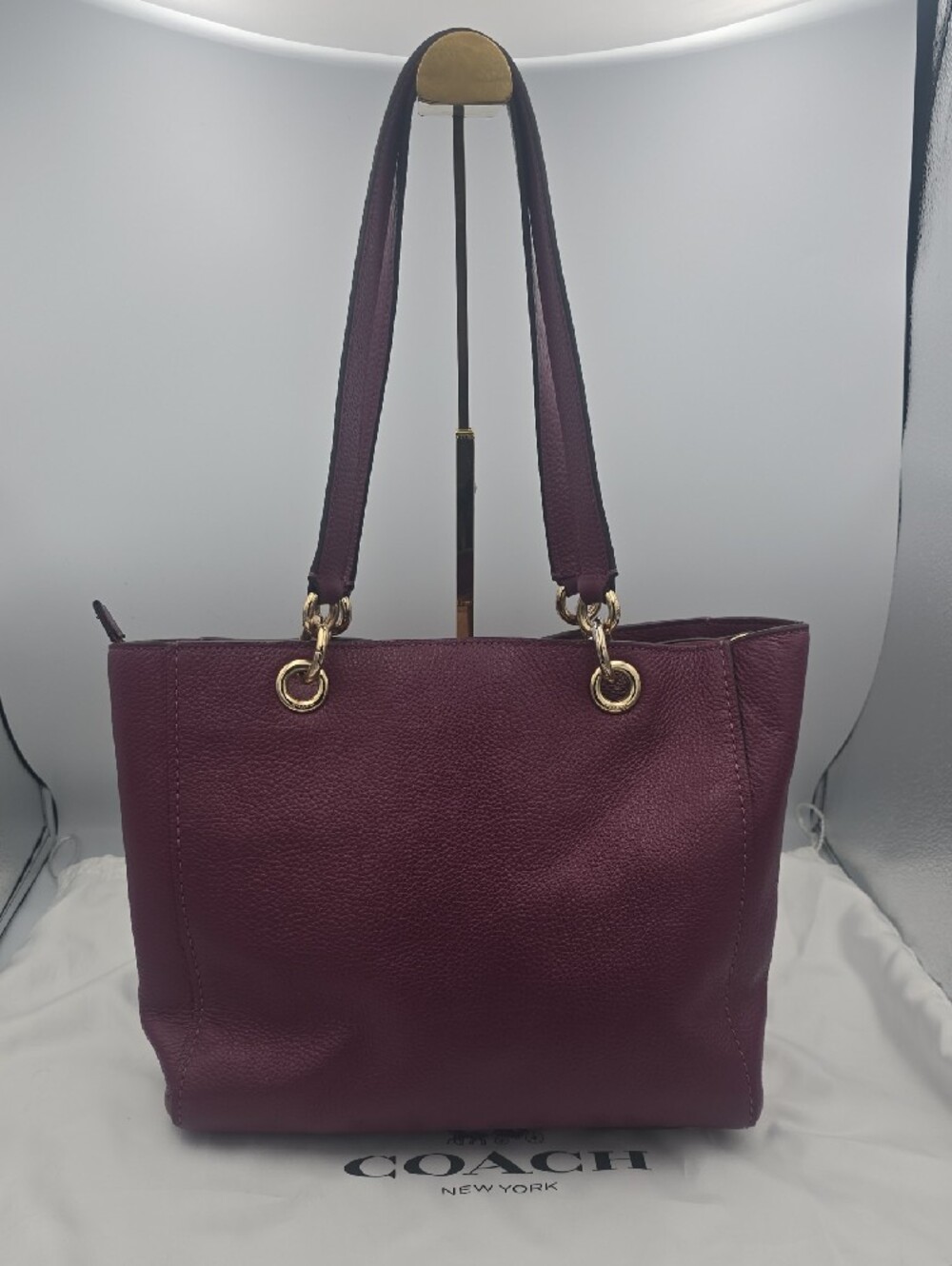 Coach Plum/Pink Varsity Stripe Ava Large Shoulder Bag W/ Gold Hardware (EUC)💖💜 - Picture 16 of 16